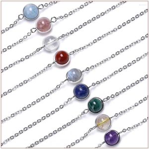 Bracelets porte-bonheur 6pcs perles de transfert en cristal naturel bracelet pour fleur de pêche fraise platines acier méditation fabrication de bijoux gratuit