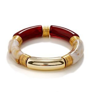 Bracelets de charme 6PCSLot Tube incurvé en acrylique pour femmes Bohème Perles de bambou Bracelets Accessoires de bijoux de mode 230821