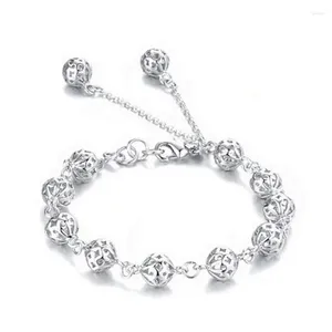 Bracelets de charme 925 Sterling Silver 8mm Bracelet de boule creuse pour les femmes de mariage de fiançailles bijoux de mode