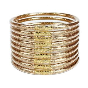 Bracelets de charme 9pcs ensemble brillant bracelet bouddhiste de bracelet à glitter en silicone pour femmes 230410