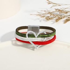 Bracelets Charm Amorcome Christmas for Women Multicapa Wrap Leather Metal Love Heart Fashion Magnet Gift