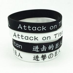 Bracelets de charme Attaque d'anime sur Titan Bracelet Style Punk Cuir tressé Unisexe Silicone Caoutchouc Élastique Cadeau En Gros