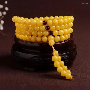 Pulseras de encanto Báltico Pulsera de cera de abejas antiguas 108 cuentas de pollo Aceite amarillo Amber de piedra original para hombres y mujeres Regalo de regalo