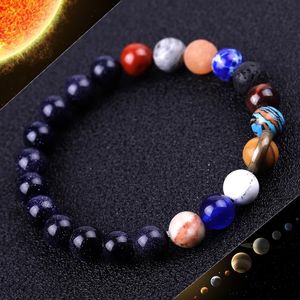 Bracelets de charme Univers de perles Système solaire Soleil Bracelet Satellite Lava Rock Tiger Eye Turquoise Perles en pierre Naturel Bracelets For Women Men Fashion Bijoux