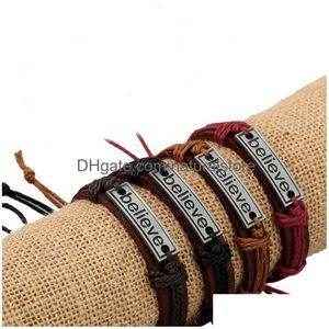 Bracelets De Charme Croyez Id Tag Chaîne Bracelet En Cuir Réglable Bracelet Bracelet Manchette Pour Femmes Hommes Bijoux De Mode Will Et Sandy D Dhcrt