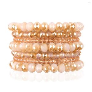 Braccialetti con ciondoli Set di braccialetti con perline di cristallo di Boemia per donna Regali di gioielli per amante delle coppie elastici colorati multistrato fatti a mano