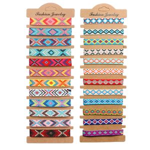 Bracelets porte-bonheur Boho 12 PCS Multicolore Broderie Chaîne Tissé À La Main Amitié Bracelet Femmes En Gros De Mode À La Main Bijoux Présent 230801