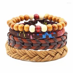 Charm Bracelets Boho Moda Pulseras Mujer Hombre brazalete Heren Punk Beads Weave Leather Men For Women Brazaletes joyería al por mayor