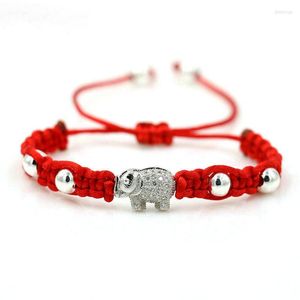 Bracelets porte-bonheur BPPCCR Mirco CZ brillant rhinocéros rouge corde fil chaîne tressage macramé chanceux Chakra femmes bébé fille Pulseira