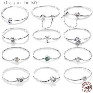 Pulseras con dijes Pulsera de plata 925 Original 17-20 cm Estrella Luna Sol Cuatro hojas Cr Pulseras de circón verde Fit DIY Charms Birtay Joyería Regalos L231214