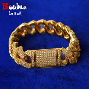 Bracelets de charme Bulle Lettre Cubain Lien Chaîne Bracelet pour Hommes Véritable Cuivre Baguette Sharp Hip Hop Bijoux Cadeau 231101