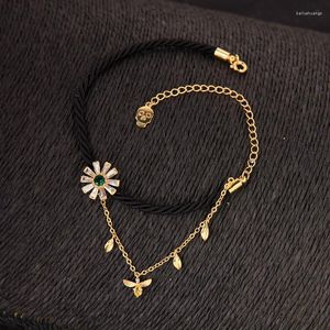 Bracelets porte-bonheur prix de gros mode fermoirs homard brillant rond Zircon pour femmes coton corde chaîne Breclets bijoux