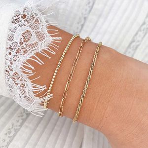 Bracelets porte-bonheur CANNER 925 argent sterling simple trombone chaîne couleur or bracelet pour femme exquis géométrique bracelets bijoux cadeauxHKD2306925