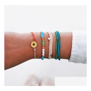 Pulseras con dijes Pulsera con dijes Ins Moda Cool Girls Mejor fiesta Boho Pulseras de girasol Boda Hecho a mano Joyería de nudo vintage Bracel DH8YK