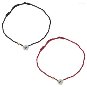 Bracelets de charme Couleur chinoise Bracelet tissé à la main Coin Fleur Femmes Coton Tricot Corde Style Ethnique Glands Main