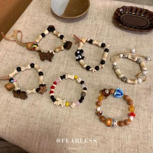 Bracelets de charme chinois fait à la main bracelet de perles mignon rétro empilé femelle céramique chiot bijoux femmes cadeau de fête