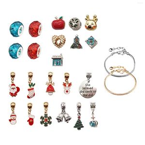 Pulseras de encanto pulsera navideña Kit de fabricación de bricolaje multicolor de joyería creativa Beads artes artesanes adornos suministros colgantes