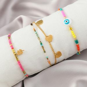 Pulseras de encanto Colorido Pista de cerámica Pulsera étnica Geométrica Ojos heterosexuales de cuatro hojas Joya para sol al por mayor