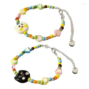 Bracelets de charme Bracelet perlé en verre coloré pour femmes Animal de couleur mélangée