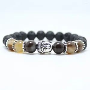 Bracelets de charme Design Black Lava Stone Beads Bouddha Bouddha Bracelet Natural pour hommes et femmes bijoux