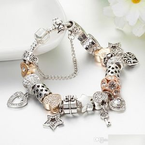 Bracelets De Charme Bijoux De Créateur 925 Sier Bracelet Perle Fit Pandora Plaqué En Forme De Coeur Et Perles De Glissière De Clé Style Européen Charmes Bea Dhqt6