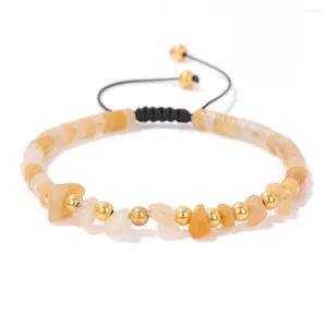 Bracelets de charme énergie jaune Aventurines Rondelle perles irrégulière puce pierre Bracelet couleur or entretoise pour les femmes cadeau