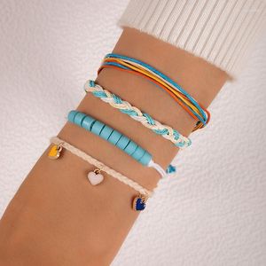 Bracelets porte-bonheur Style ethnique tissé à la main cordon résine multicouche Bracelet femmes géométrique coloré huile goutte Bracelet quatre couches