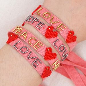 Bracelets de charme Bracelet en tissu pour femmes bijoux 2023 Miyuki perle lettre Pulseras bijoux faits à la main tressé en gros