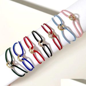 Bracelets de charme Mode 316L en acier inoxydable Trinity Ring String Bracelet Trois anneaux Dragonne Couple pour femmes et hommes Jelry Famo Dhezd