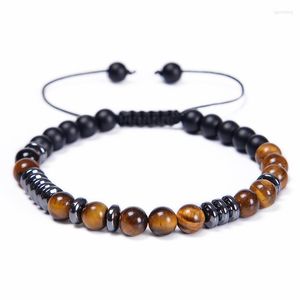 Pulseras con dijes Moda Código Morse ajustable Con cuentas Ojo de tigre Piedra preciosa Cuentas naturales Cristal