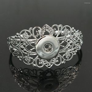 Bracelets de charme Mode Fleurs Motif Argent Couleur / Doré Métal Snap Bracelet Bracelet Fit 18MM Boutons Bijoux En Gros SG0039