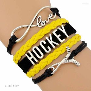 Bracelets de charme Fashion Infinity Love Blues Joueur de hockey Maman Bijoux Cuir Braid Wrap pour femmes1 Inte22