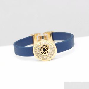 Pulseras con dijes Joyería de moda Pulsera Hombres Cz Pave Charms PU Brazalete de cuero para parejas 2 piezas Mucho Listo Stock Drop Entregar Dhgarden Dhcqz