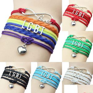 Charme Bracelets Mode Lgbt Gay Lesbienne Enveloppe En Cuir Tressé Corde Infinity Amour Coeur Bracelet Pour Femmes Hommes Amitié Diy Bijoux Dans Dhbxu