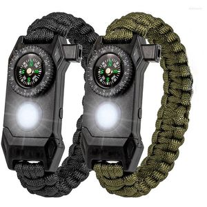 Bracelets de charme Mode Hommes En Plein Air LED Survie Parapluie Corde SOS Bracelet D'urgence Boussole De Sauvetage Sport Sifflet