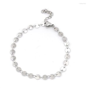 Bracelets porte-bonheur mode acier inoxydable femelle connecteur rond bijoux pour femmes filles cadeaux de fête 18.4 cm (7 2/8 