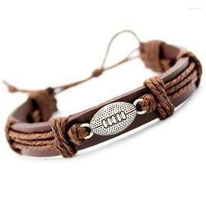 Bracelets porte-bonheur Football Football Baseball Softball Volleyball Lacrosse Hockey sur gazon Joueur En Cuir Femmes Hommes Unisexe Bijoux