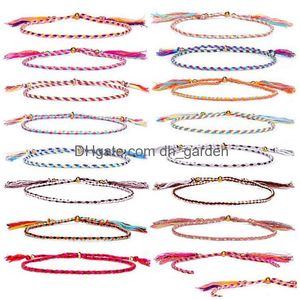 Bracelets de charme Main Twist Bracelet Wrap Tibétain Coton Corde Perle Gland Réglable Pour Femmes Bijoux De Mode Cadeau Drop Livraison Dhqft