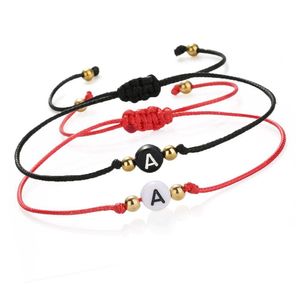 Bracelets de charme Bracelet à la main 26 lettres Black Red Thread String corde Femme Femmes Men Initiales Nom Déclaration Réglable Couple Jewelry DHEB7