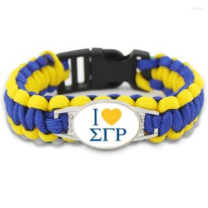 Pulseras con dijes Letras griegas hechas a mano Hermandad Fraternidad Sigma Gamma Rho Supervivencia Paracord Brazaletes para hombre mujer 1 unids / lote