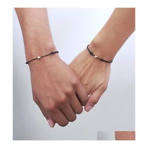 Pulseras con dijes Pulsera de corona de corazón hecha a mano Cadena roja de la suerte Cuerda de cera Amistad Joyería Entrega directa Otvvd