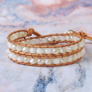 Bracelets de charme en cristal tissé à la main perle pour femmes bijoux de mode boho perles de pierre naturelle Bracelet de corde lether