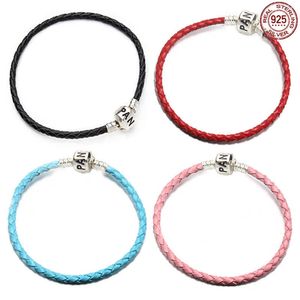 Bracelets à breloques Vente chaude en argent sterling 925 corde en cuir tissé rouge porte-bonheur convient à l'original Pandora perles de boutique de bricolage bijoux de charmeHKD2306925