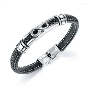 Bracelets de charme Infinity 8 mots illimités pour hommes garçon bracelet en cuir tressé à la main bracelet en acier inoxydable bijoux masculins Kent22