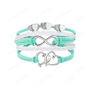 Charm Bracelets Infinity Double Heart Bracelet Weave Leather Wrap Mtilayer Mujeres Joyería de moda Drop Delivery Dh8Ak