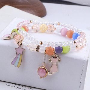 Bracelets de charme Version japonaise et coréenne de Dancing Girl Bracelet en cristal pour femmes Femme Bow Flower Pendentif Cadeau