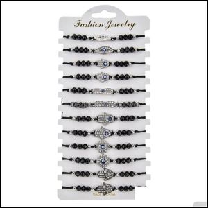 Bracelets de charme bijoux 12pcs / lot women des femmes malfuly hands charmes bracelet set cristal perle ramine tressé ad dhwro