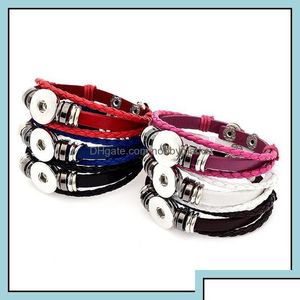 Bracelets porte-bonheur Bijoux Arrivée Noosa Snap Buttons Bracelet 18Mm Ginger Snaps Mti-Layer Tressé Wrap Pour Femmes Hommes S F Otvr7