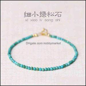 Bracelets porte-bonheur bijoux mode très fin bracelet turquoise naturel hommes et femmes papeterie boule haute porcelaine bleu-vert simple goutte D