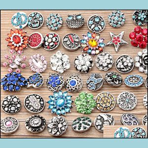Charm Bracelets Jewelry Wholesale 100Pcs / Lot Bk Lot Mix Styles Ginger Fashion 18Mm Metal Rhinestone Diy Snaps Button Snap Brand New Drop Del